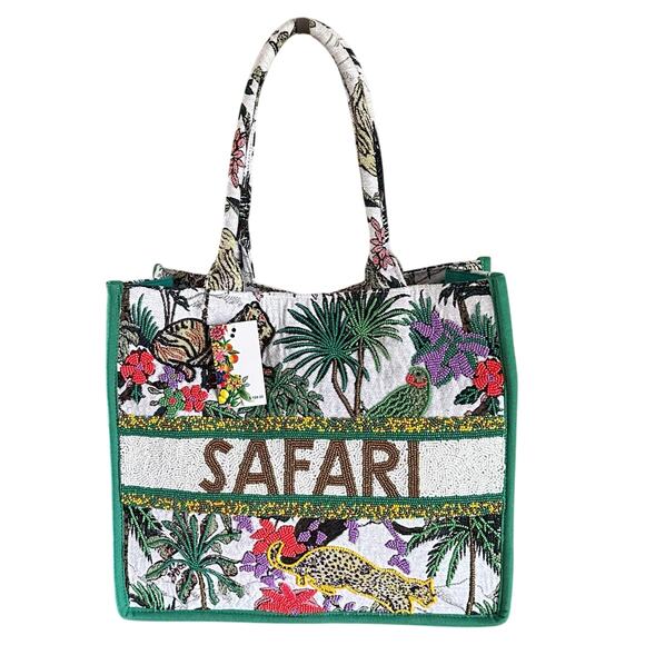 America & Beyond African Safari Limited Edition Hand Beaded Crossbody Tote K665 - Picture 1 of 17